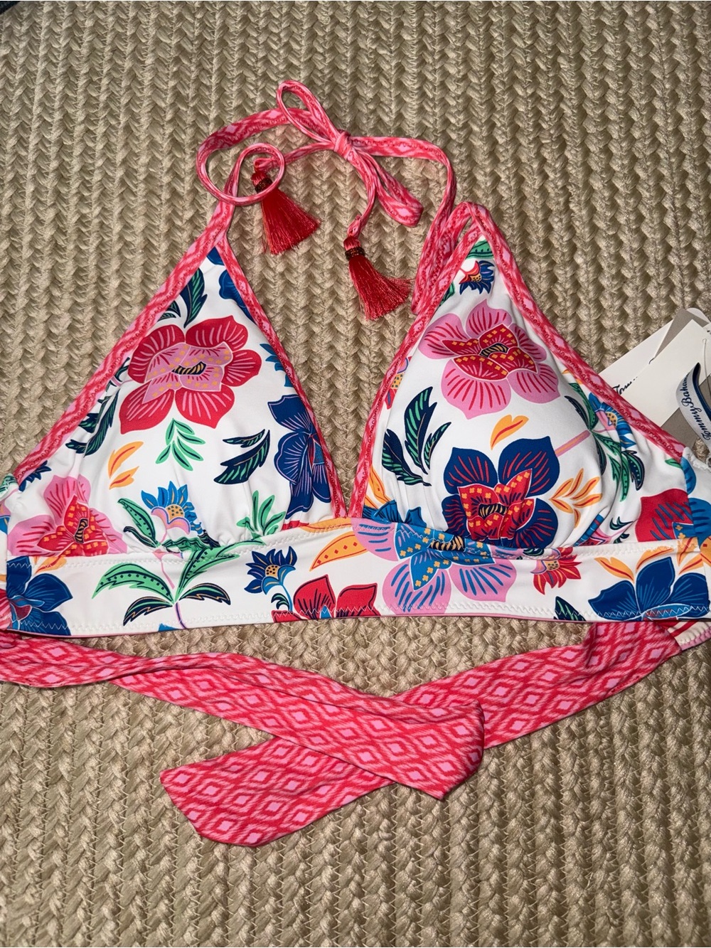 NWT Tommy Bahama Women's V-Neck Printed Reversible Swim Top Small $118 - Picture 9 of 9